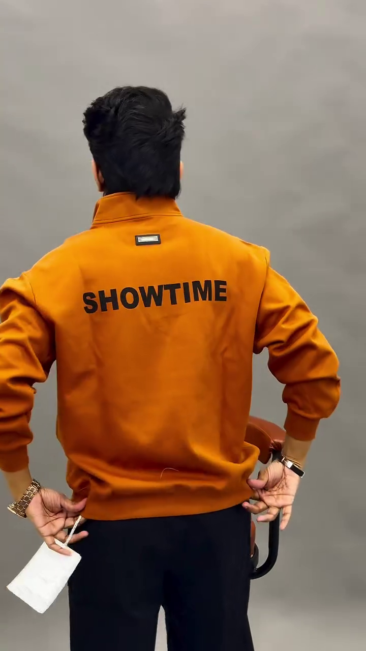 Rust Orange Half-Zip Sweatshirt