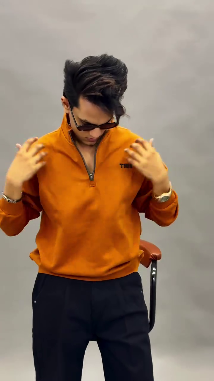 Rust Orange Half-Zip Sweatshirt