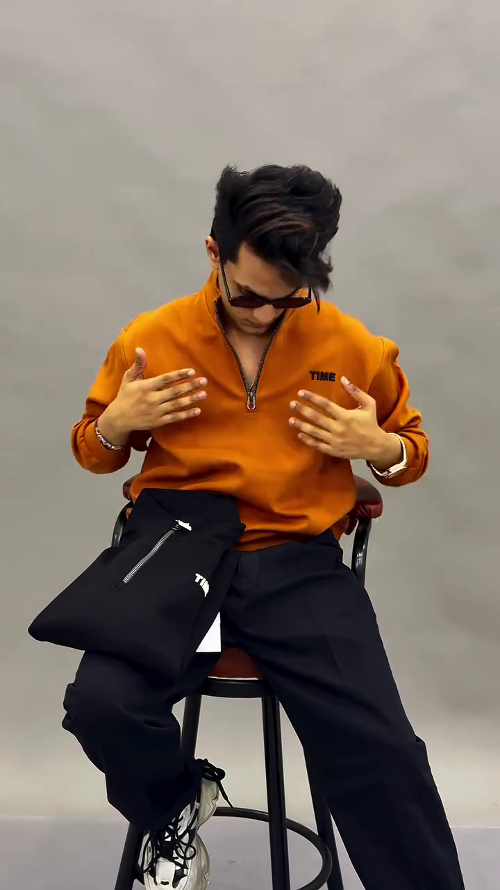 Rust Orange Half-Zip Sweatshirt