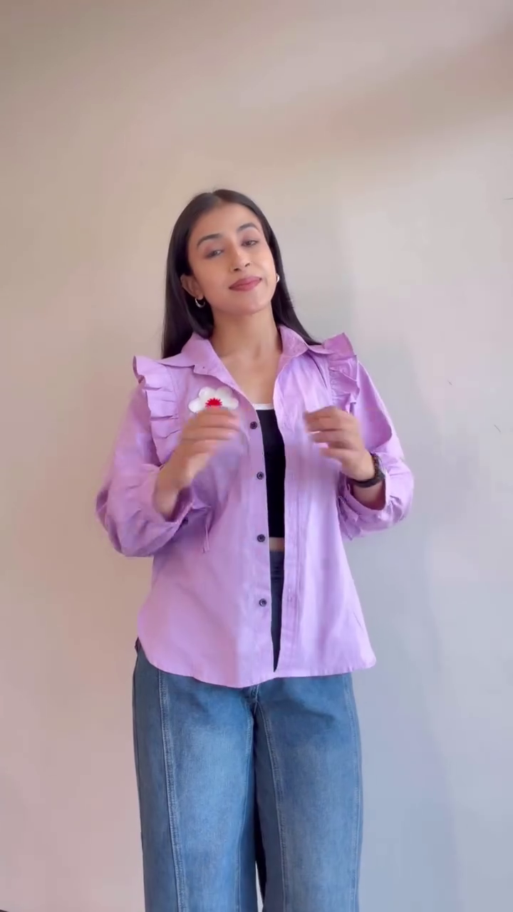 Lavender Ruffle Detail Shirt