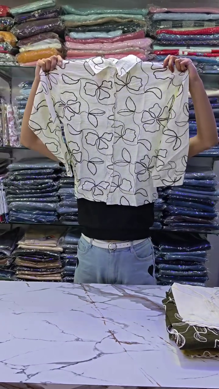 White Floral Print Shirt