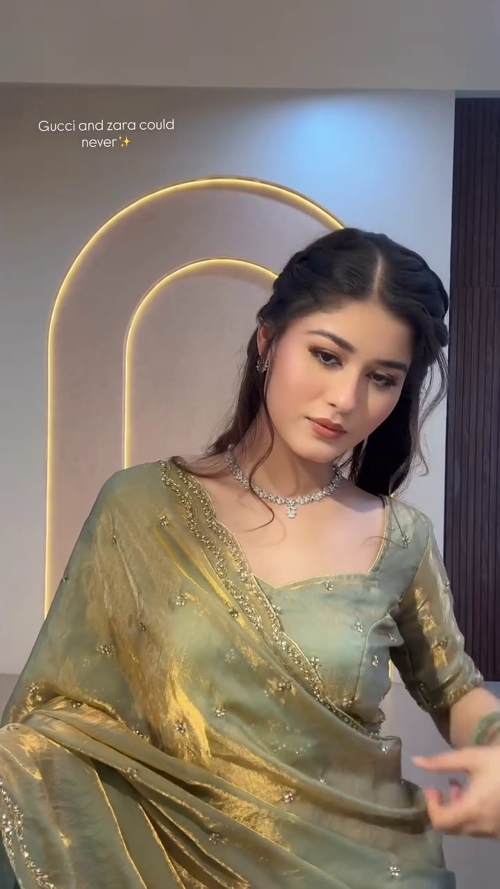 Olive Green Designer Saree