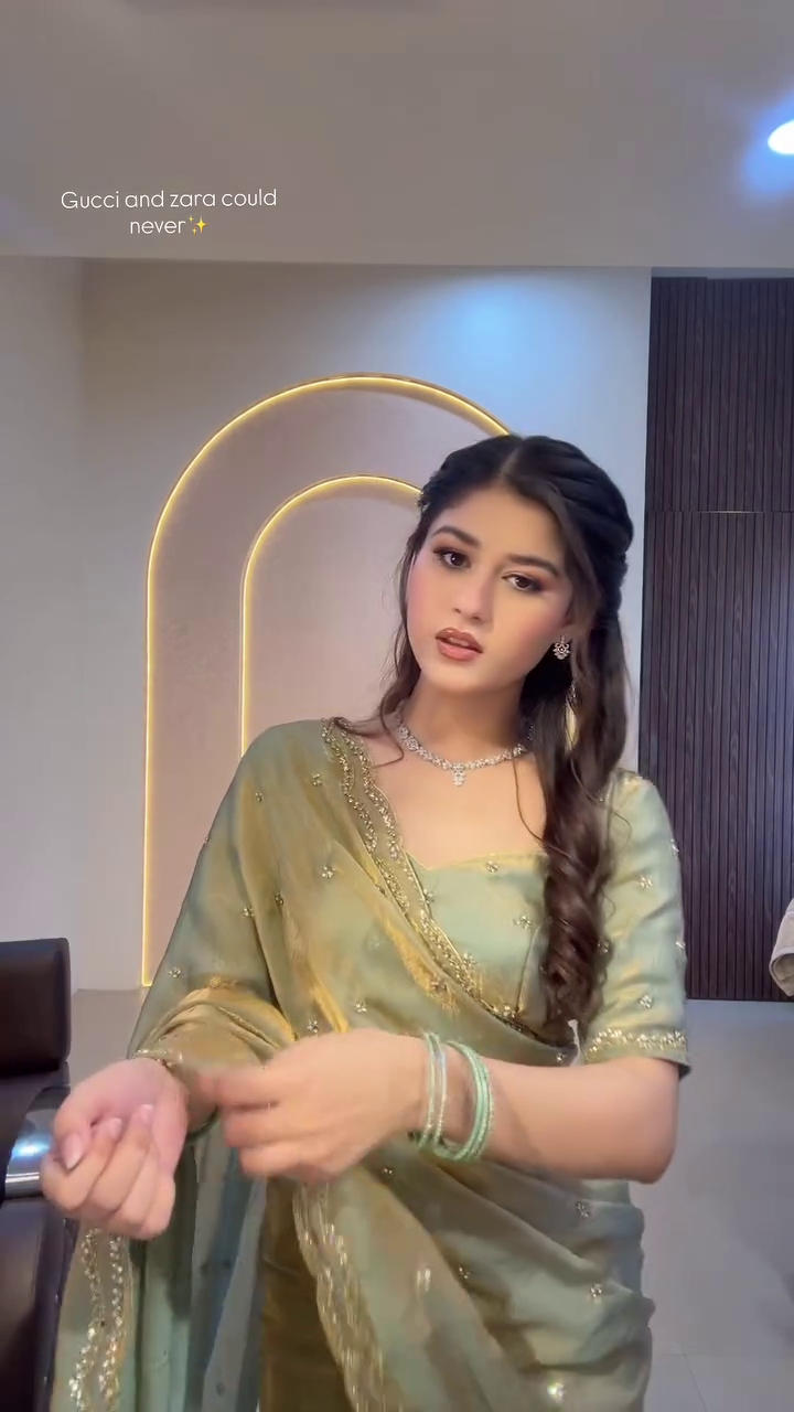 Olive Green Designer Saree