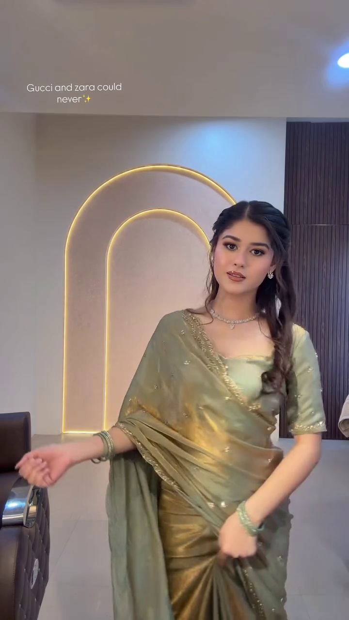 Olive Green Designer Saree