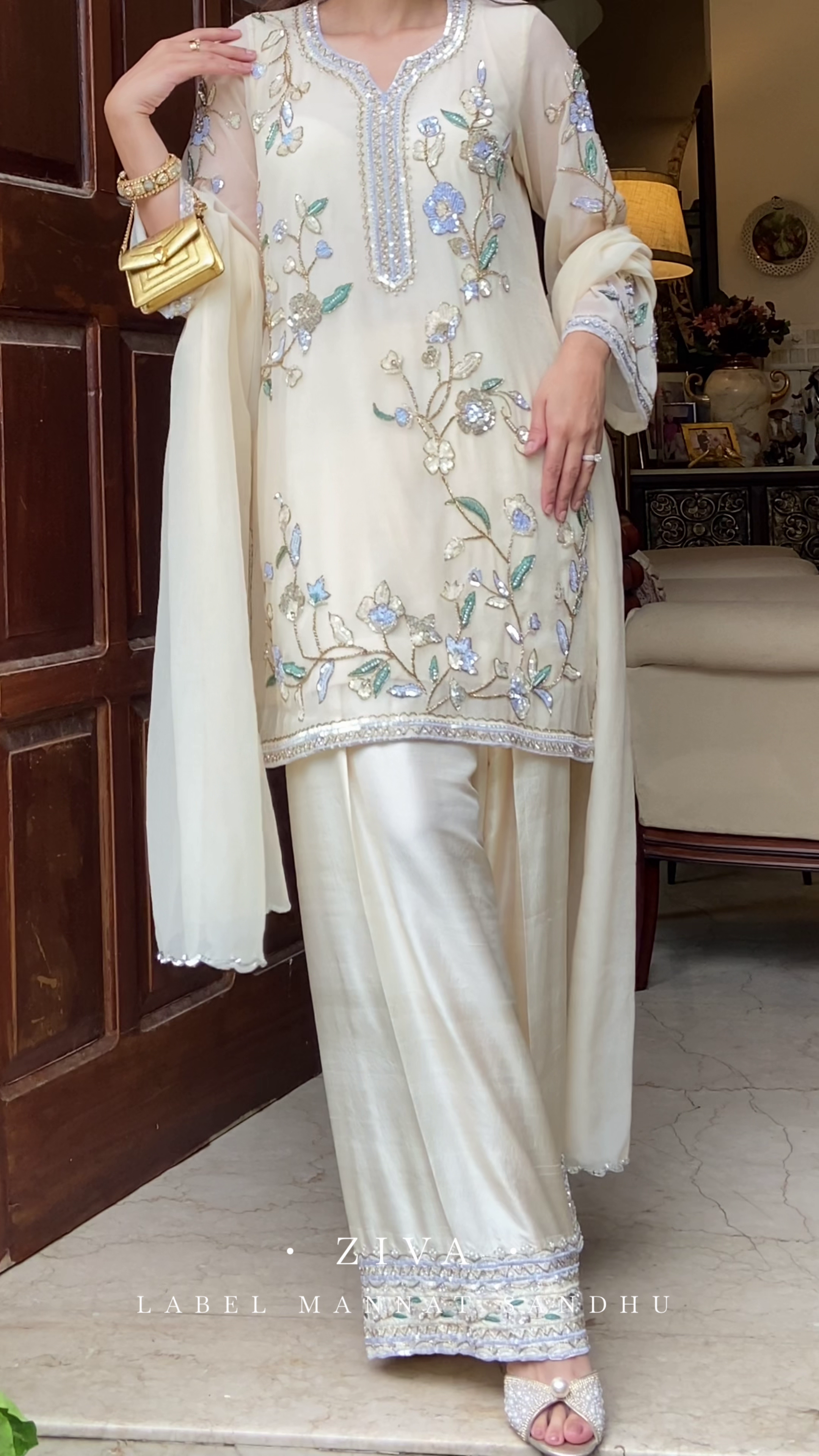 Ivory Embroidered Suit Set