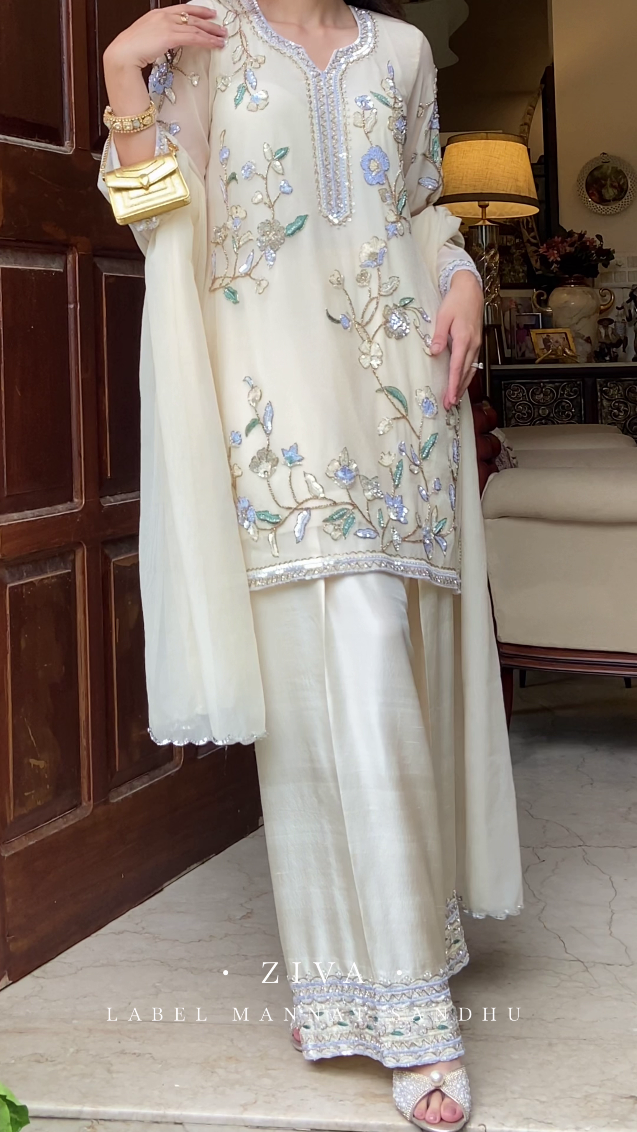 Ivory Embroidered Suit Set