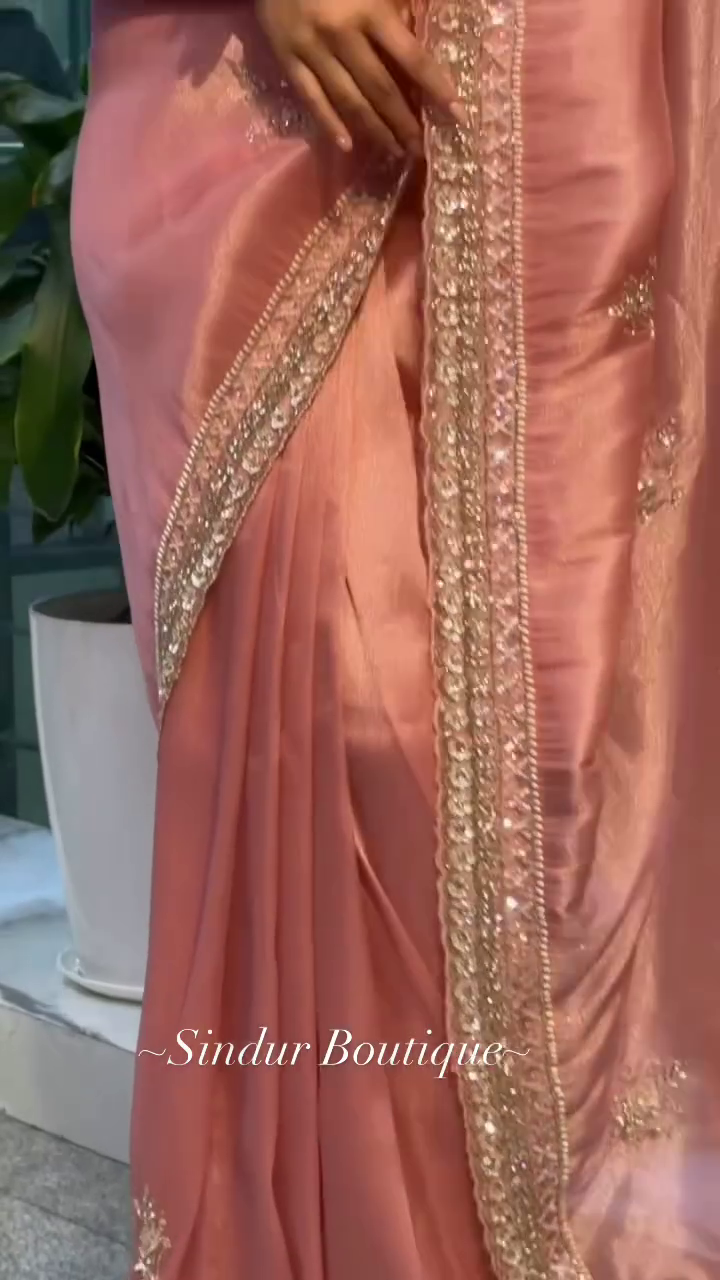 Blush Pink Embroidered Saree
