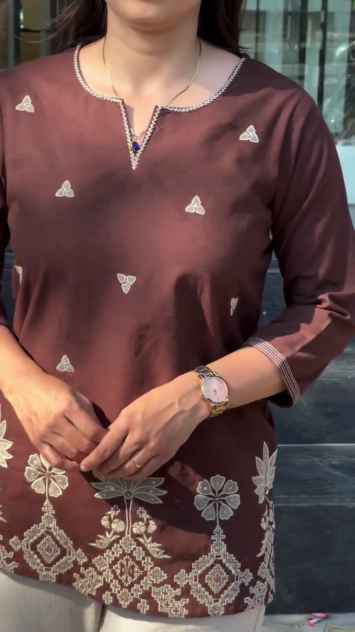 Mauve Embroidered Kurti