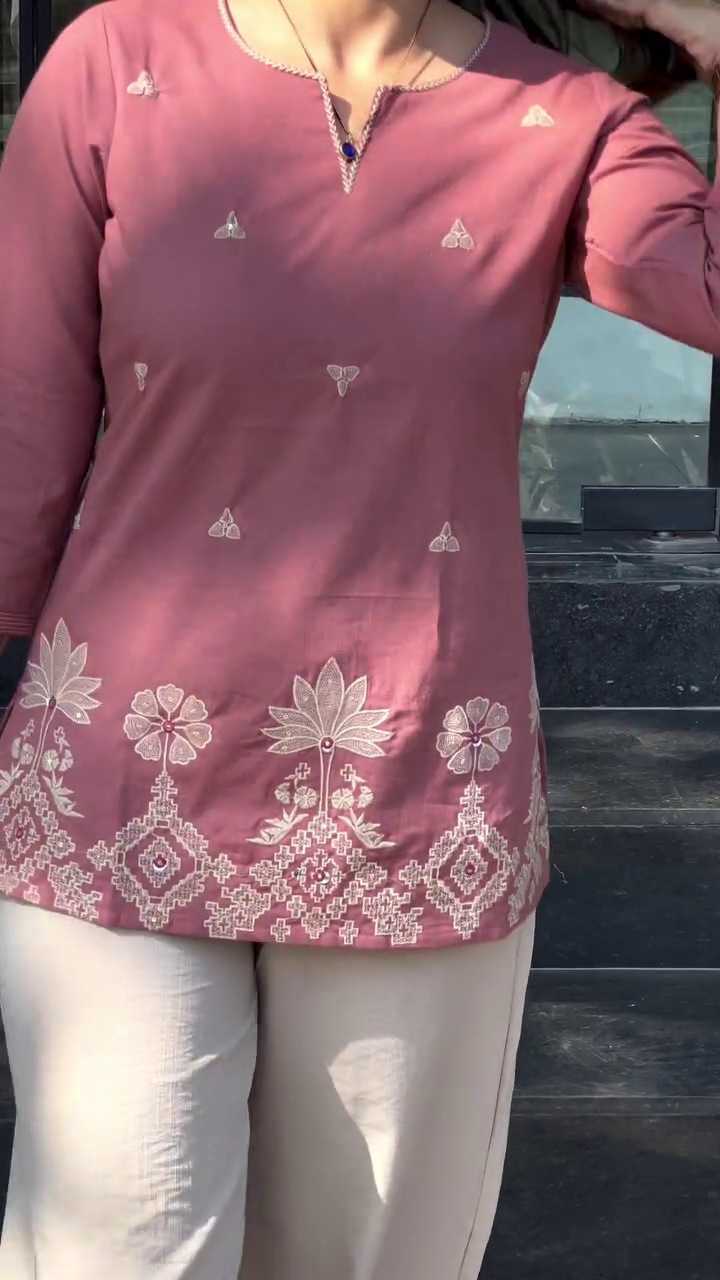 Mauve Embroidered Kurti