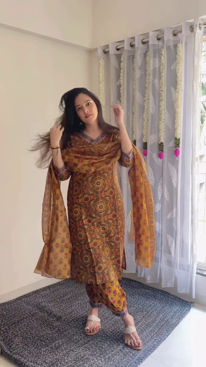 Red Printed Suit Set