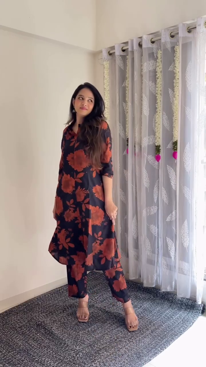 Red Printed Suit Set