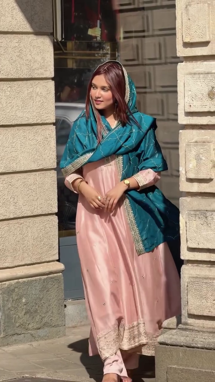 Pink & Teal Ethnic Suit Set