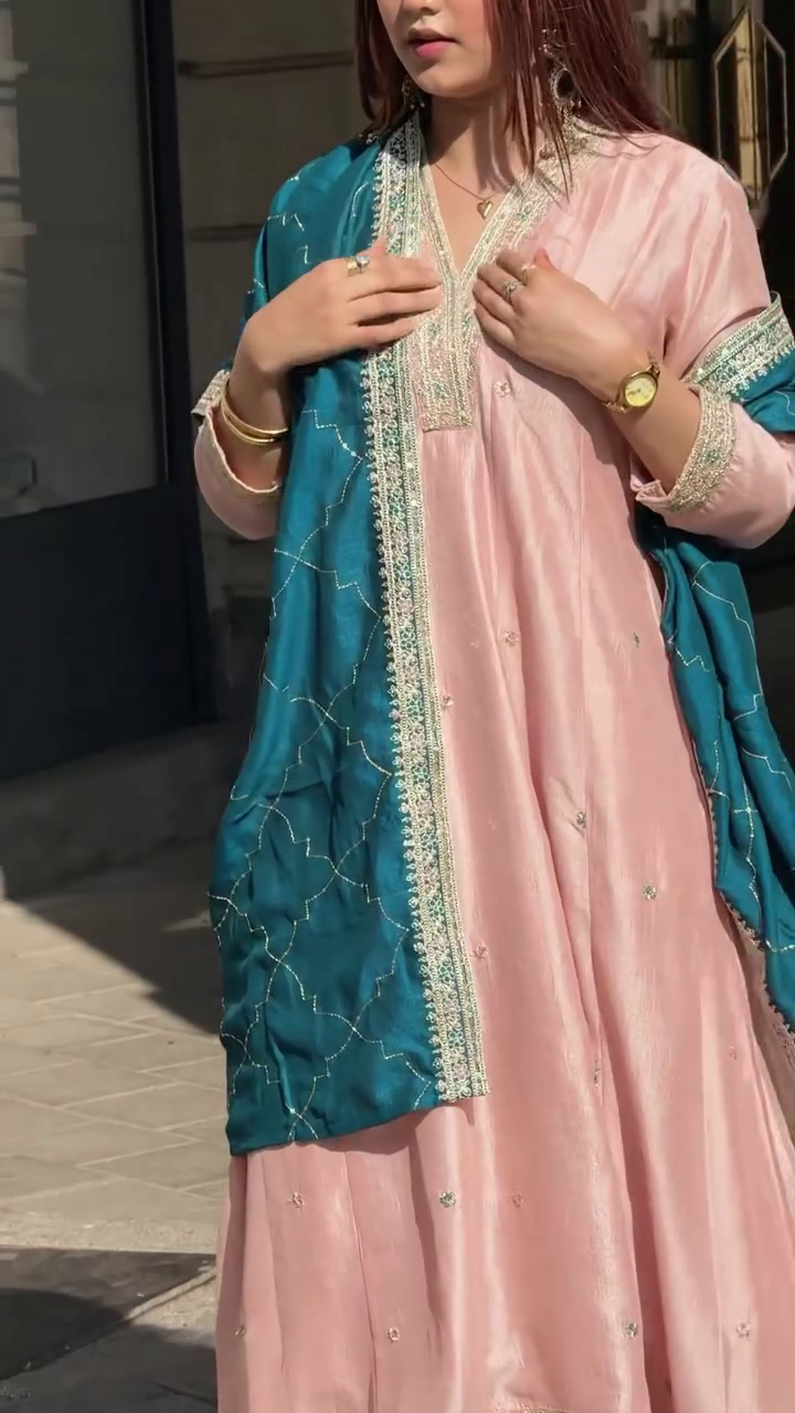 Pink & Teal Ethnic Suit Set