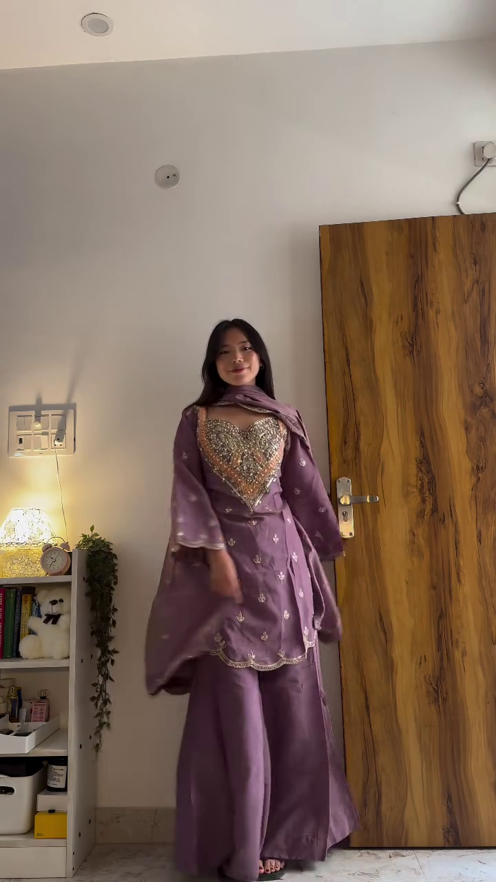 Olive Green Embroidered Suit Set