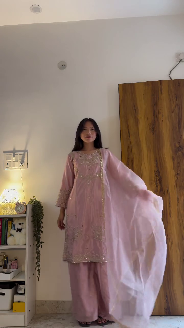 Olive Green Embroidered Suit Set