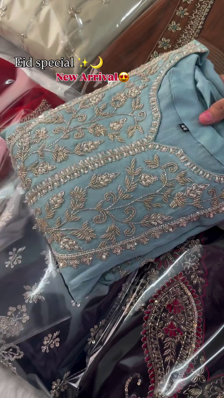 Sky Blue Embroidered Suit