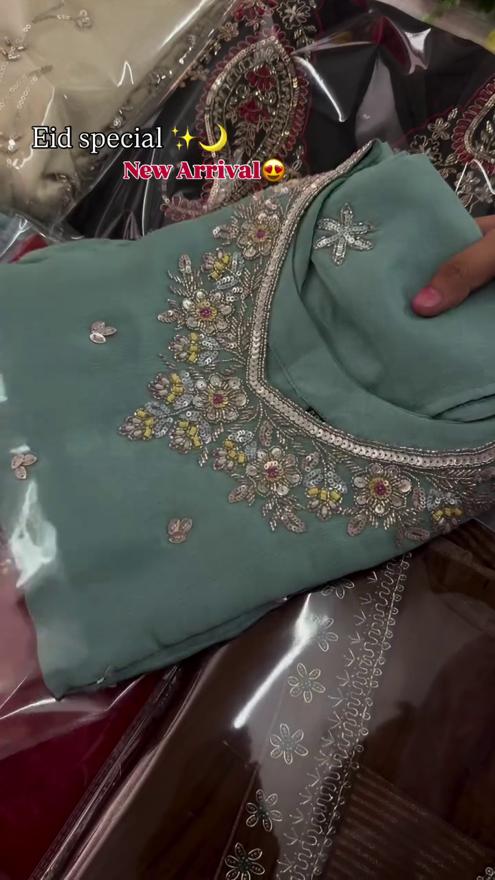 Sky Blue Embroidered Suit