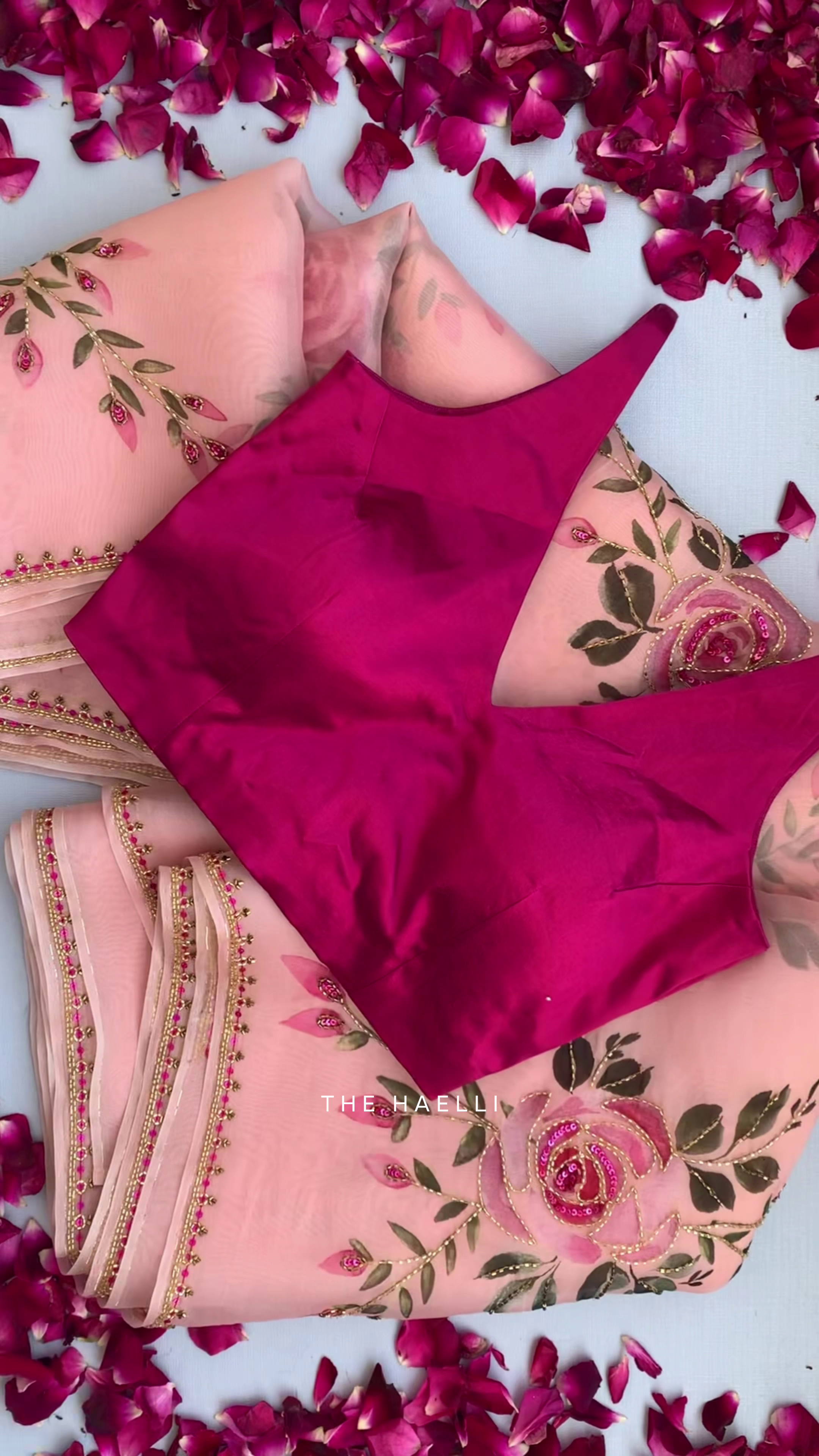 Pink Embroidered Saree with Designer Blouse