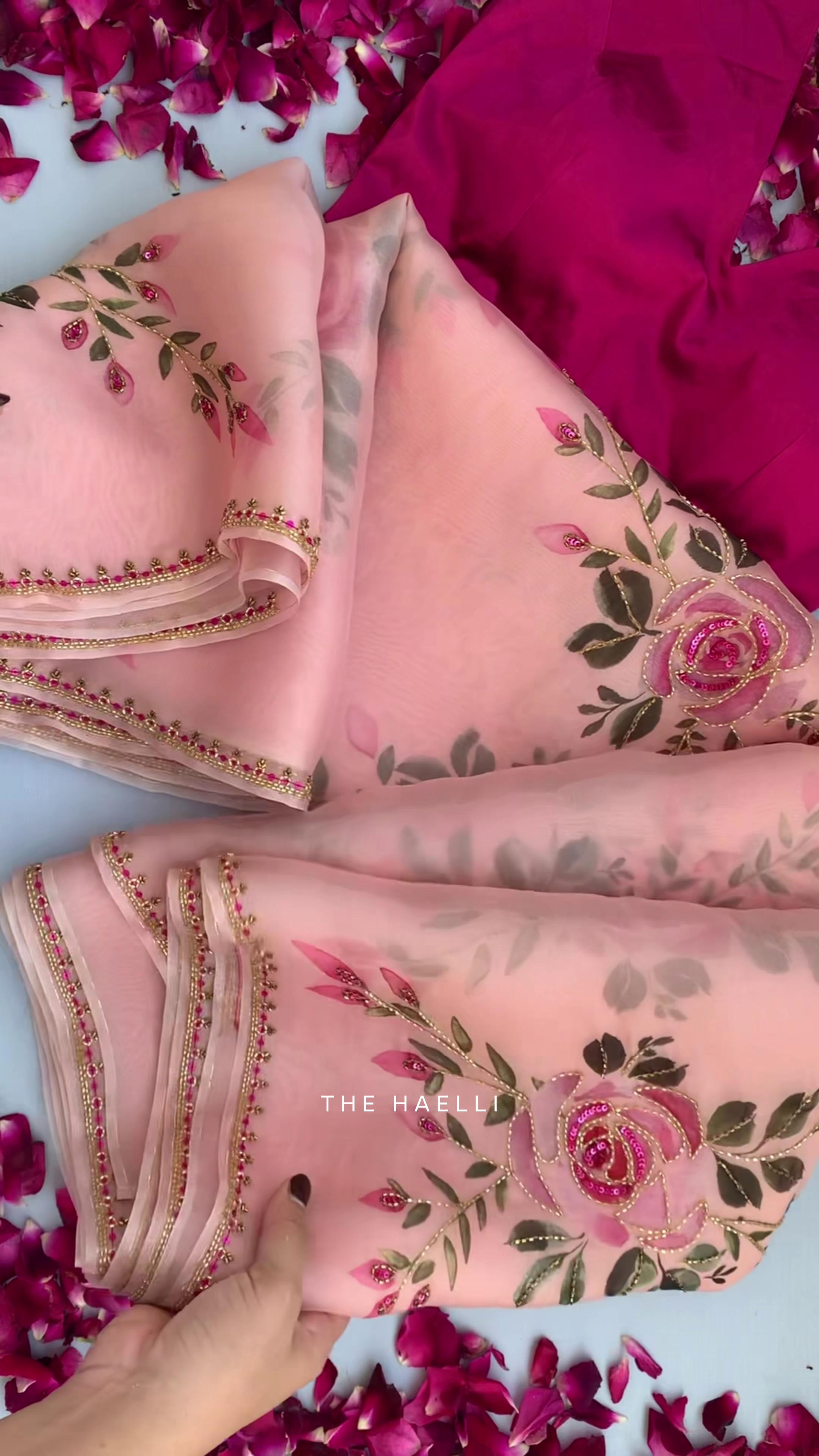 Pink Embroidered Saree with Designer Blouse