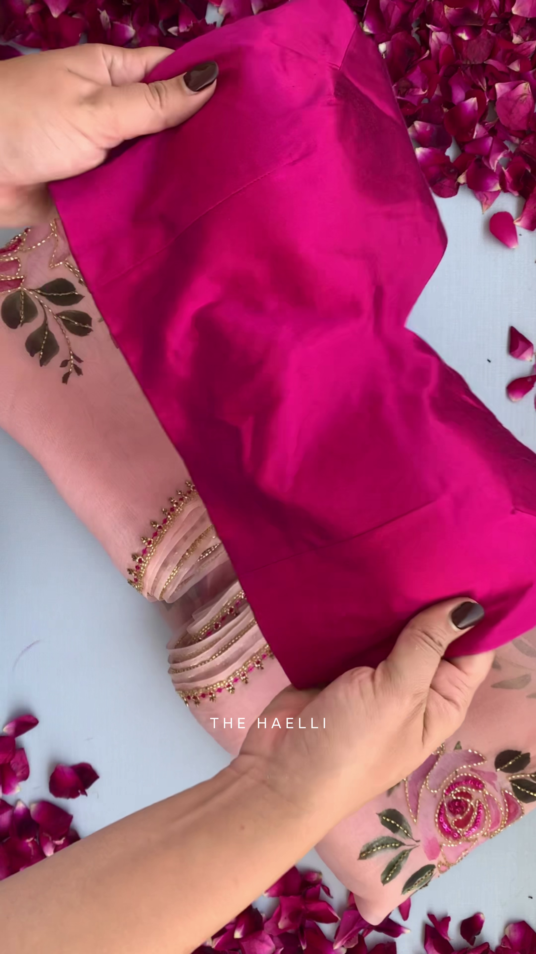 Pink Embroidered Saree with Designer Blouse
