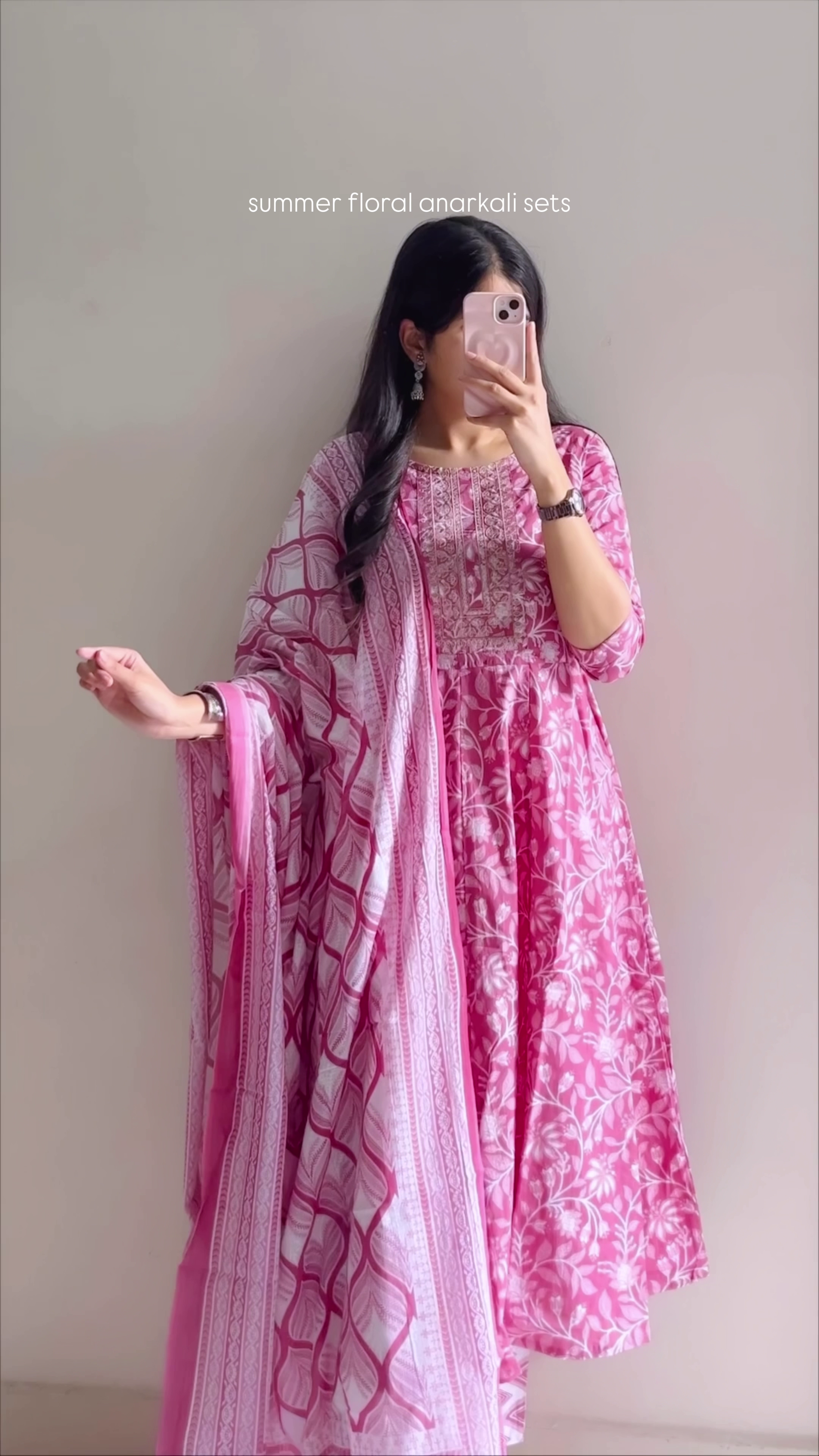 Blue Floral Anarkali Set