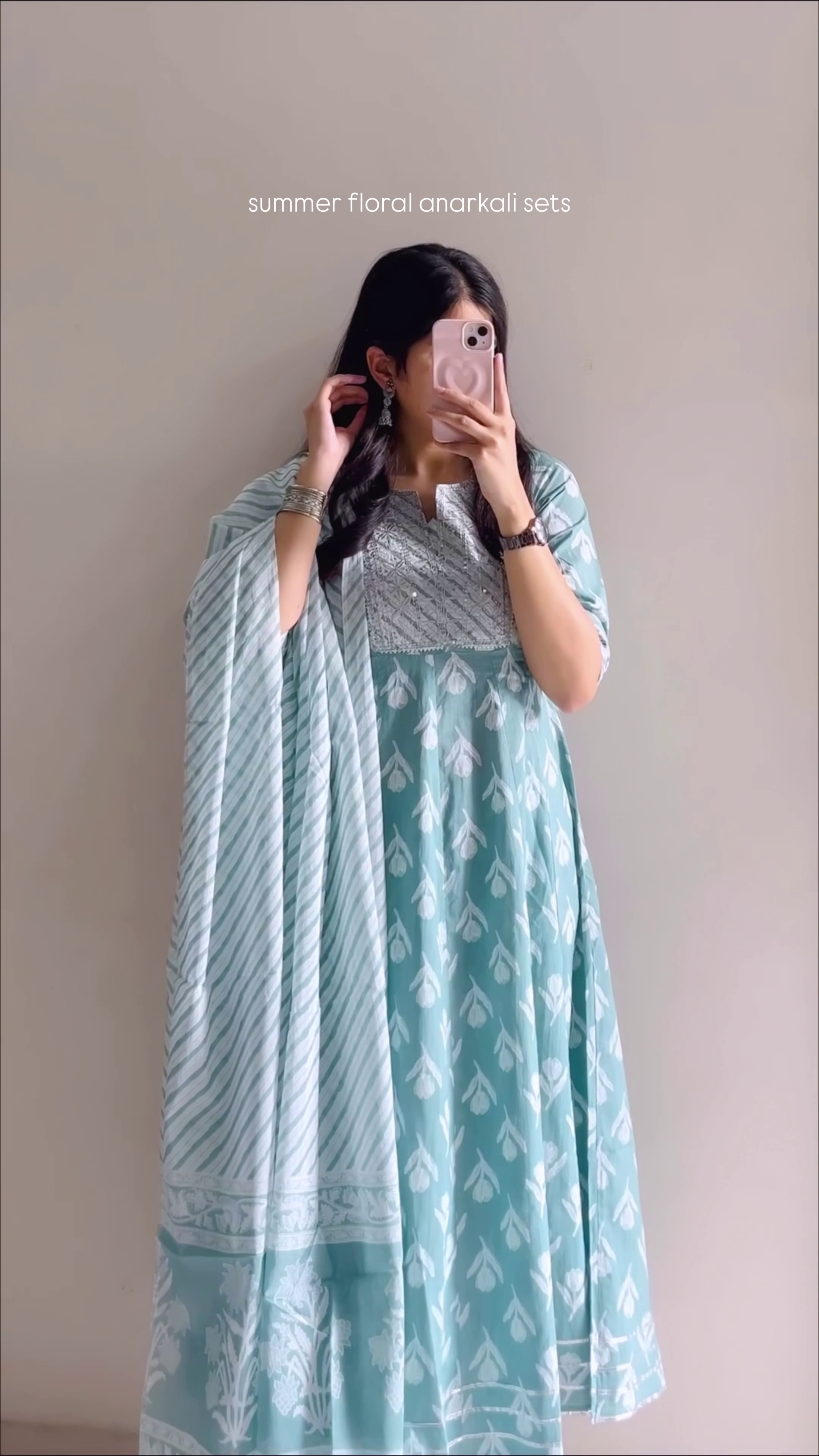 Blue Floral Anarkali Set