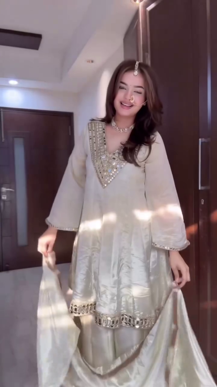 Coral Glow Embroidered Suit Set