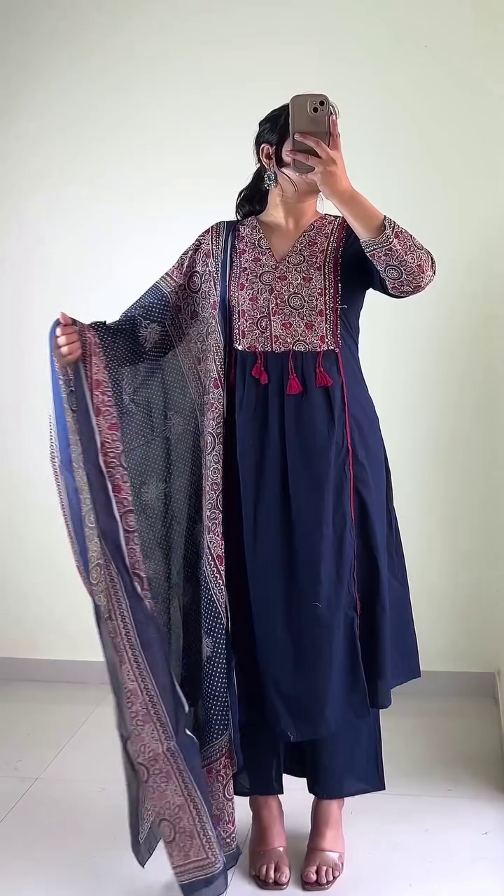 Midnight Indigo Printed Anarkali Set