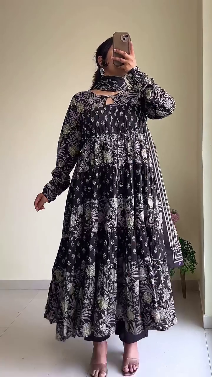 Midnight Indigo Printed Anarkali Set