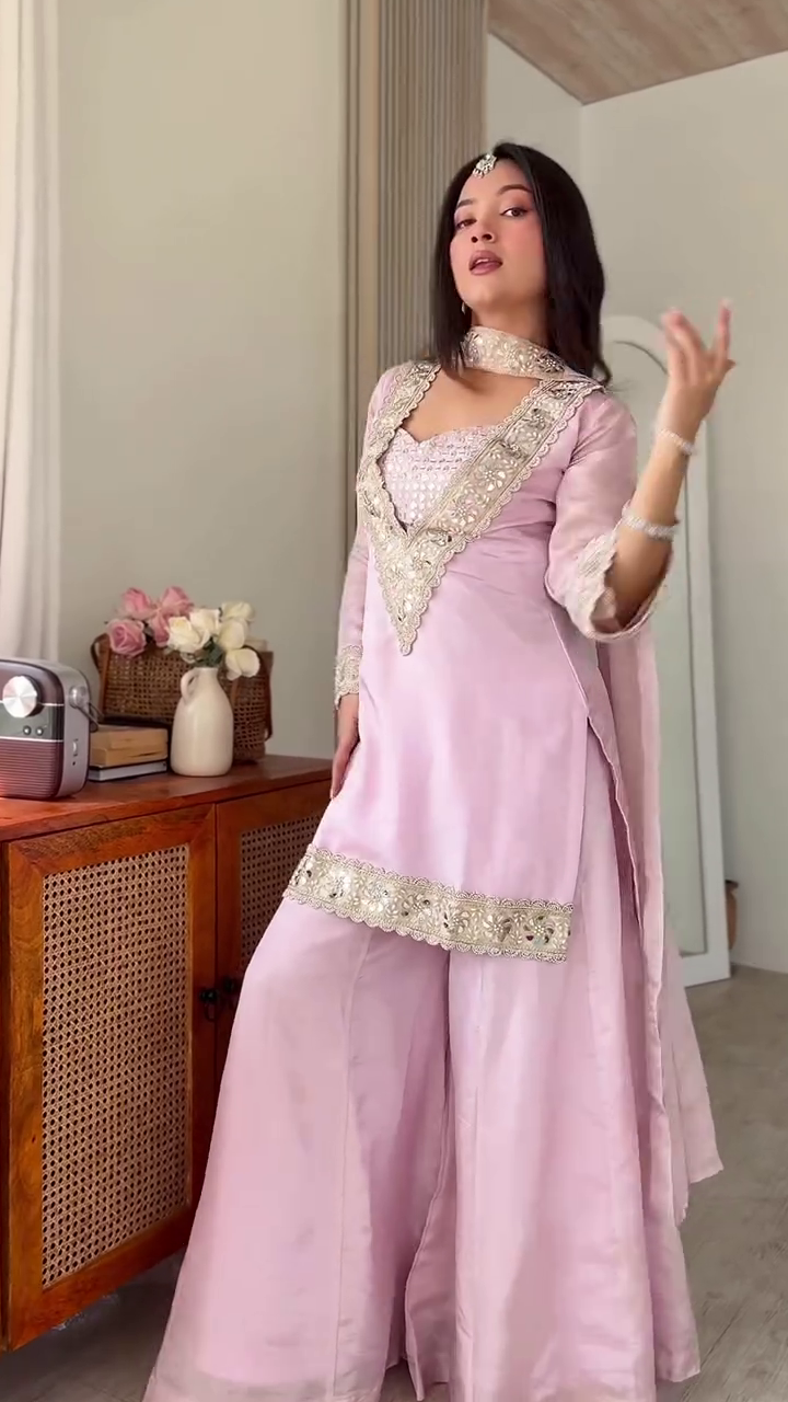 Elegant Blush Pink Ethnic Co-ord Set