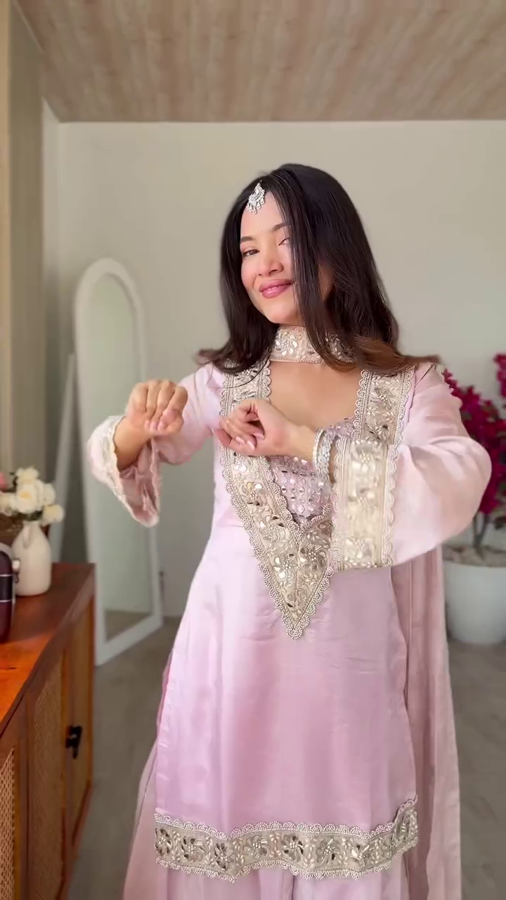 Elegant Blush Pink Ethnic Co-ord Set