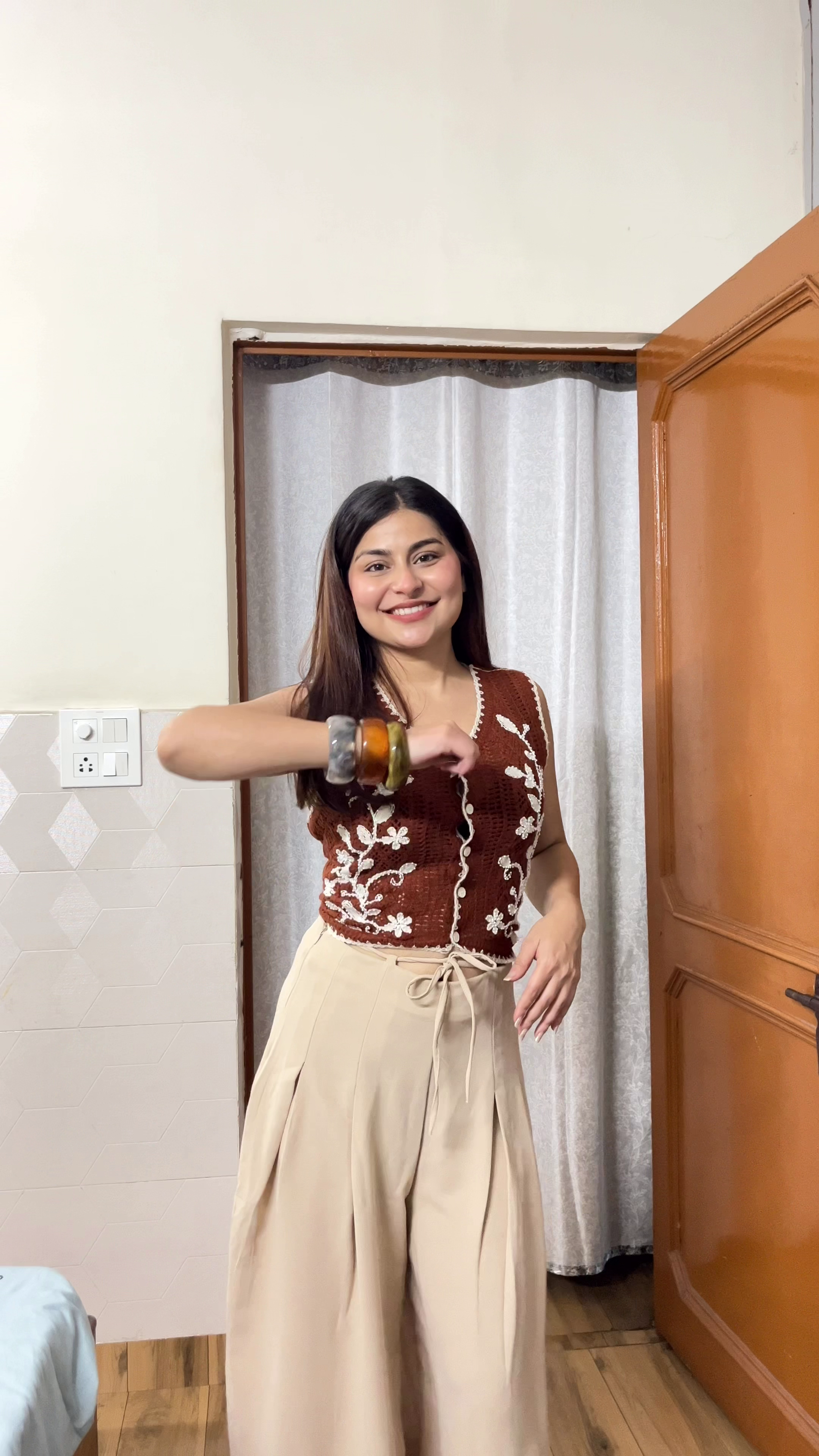 Chic Embroidered Crop Top & Wide-Leg Pants