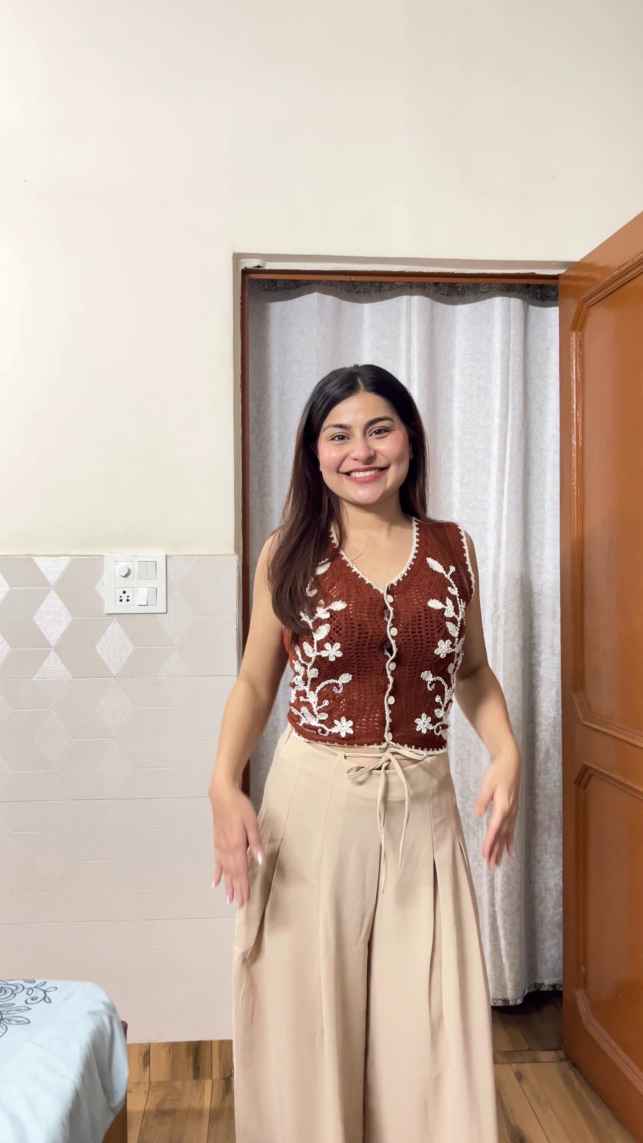 Chic Embroidered Crop Top & Wide-Leg Pants