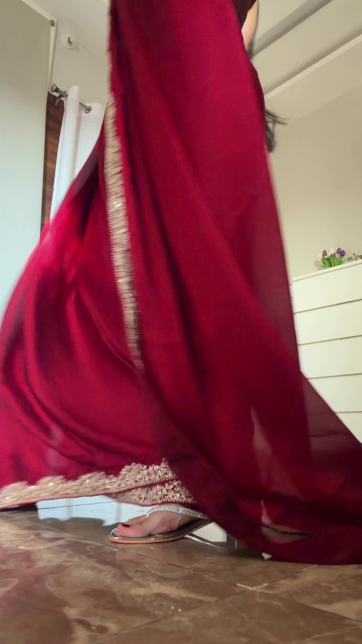 Premium Red Saree with Golden Border