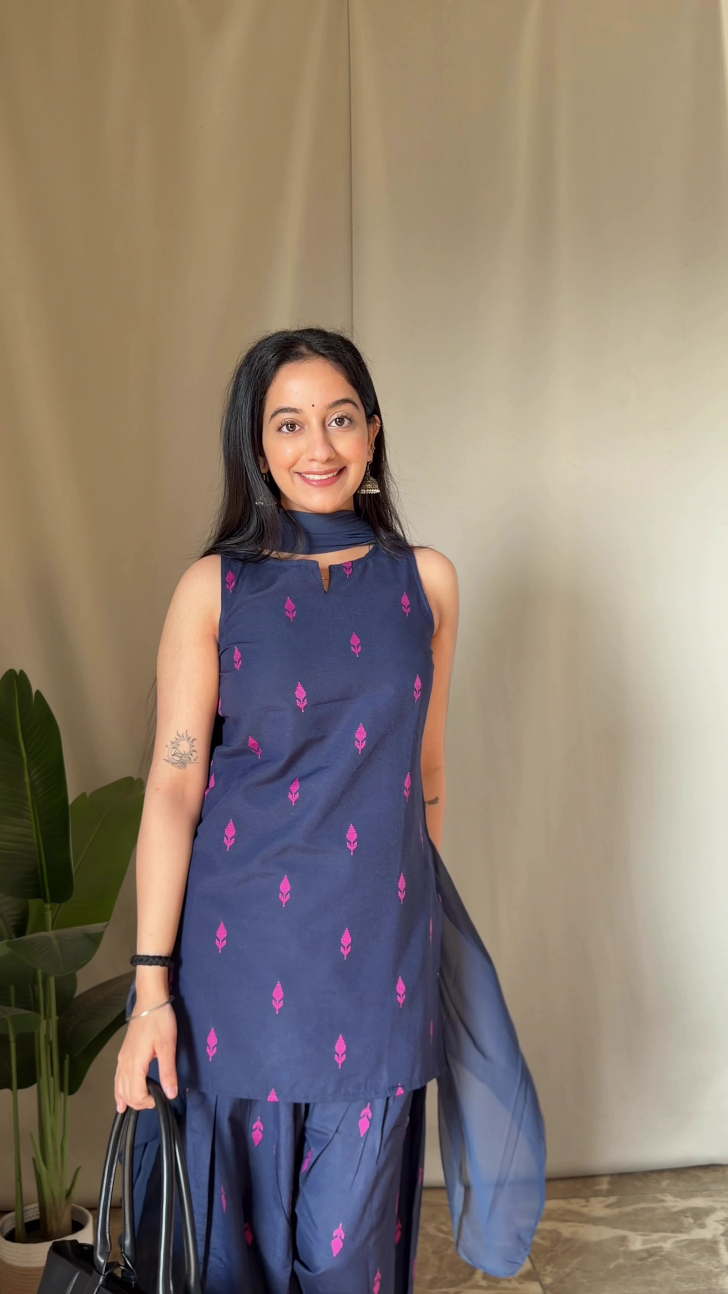 Rust Floral A-Line Kurta