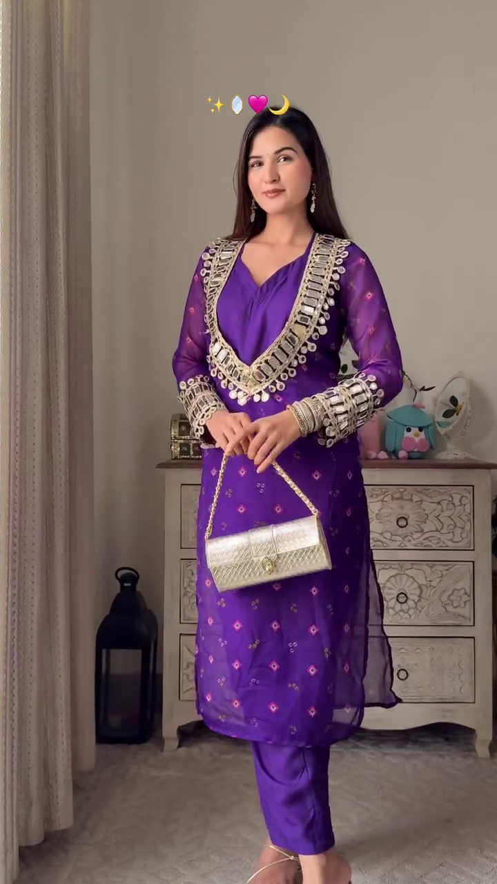 Royal Purple Embellished Suit Set