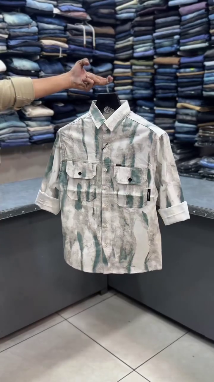 Abstract Printed Utility Shirt