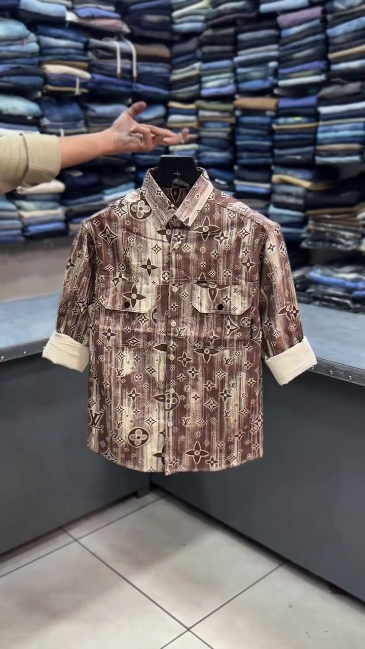 Abstract Printed Utility Shirt