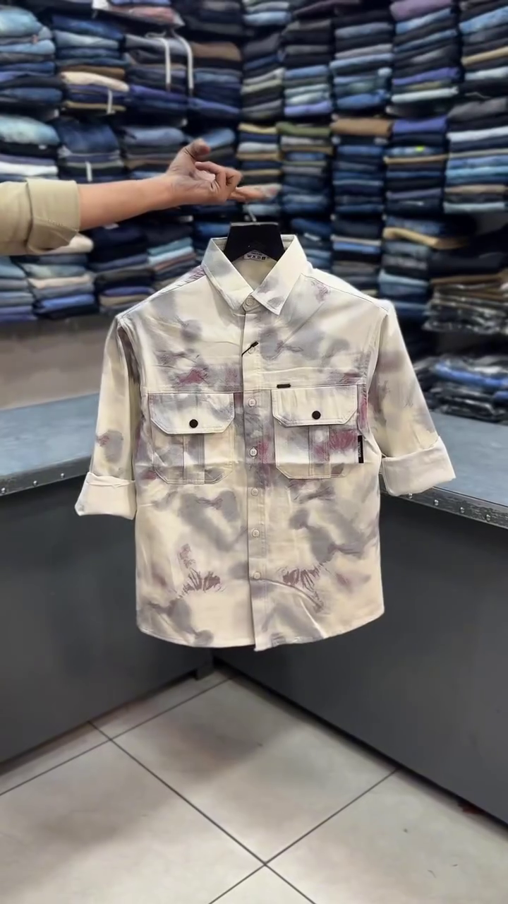 Abstract Printed Utility Shirt