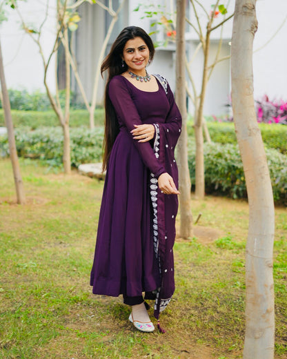 Palatinate Purple women's Anarkali Kurta Set Specially made for Marriage Season