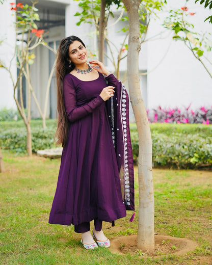 Palatinate Purple women's Anarkali Kurta Set Specially made for Marriage Season