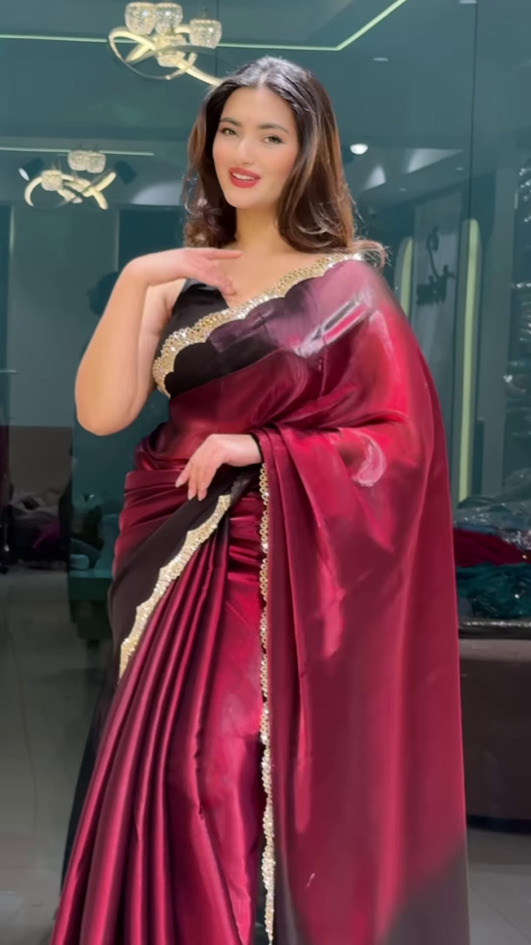 Midnight Elegance – A Statement Black & Red Silk Saree