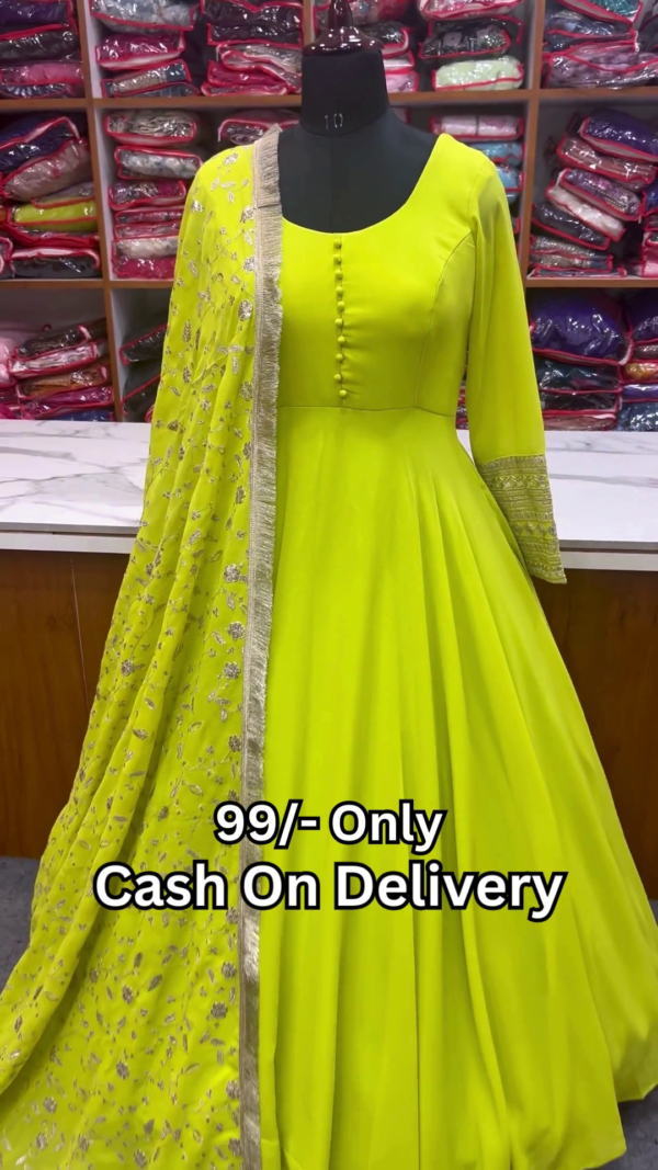 bright colour printed anarkali kurti set - Image 4