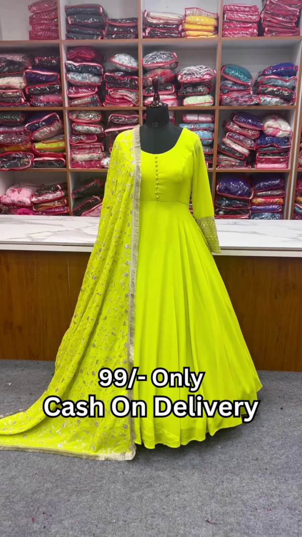 bright colour printed anarkali kurti set - Image 3