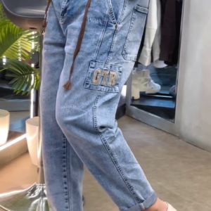 Men’s Denim Cargo Jeans with GTR Patch – Urban Street Style 🧢