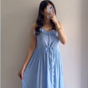 Chic Sky Blue Summer Dress – Sleeveless, Ruffled & Breezy | Available in 5 Elegant Colors