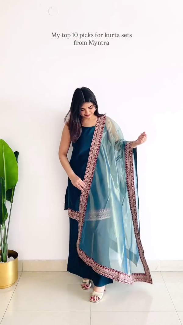 Anarkali Style Kurta Set with Gota Embroidery – 10 Colour Options - Image 4