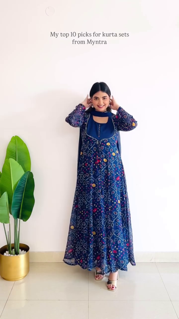 Anarkali Style Kurta Set with Gota Embroidery – 10 Colour Options - Image 5