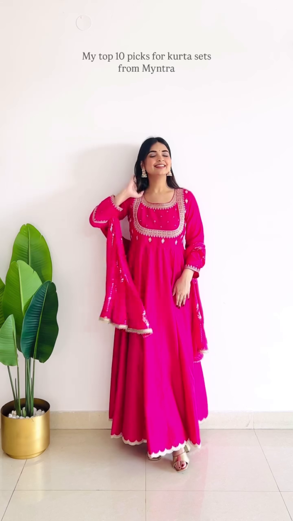 Anarkali Style Kurta Set with Gota Embroidery – 10 Colour Options - Image 8