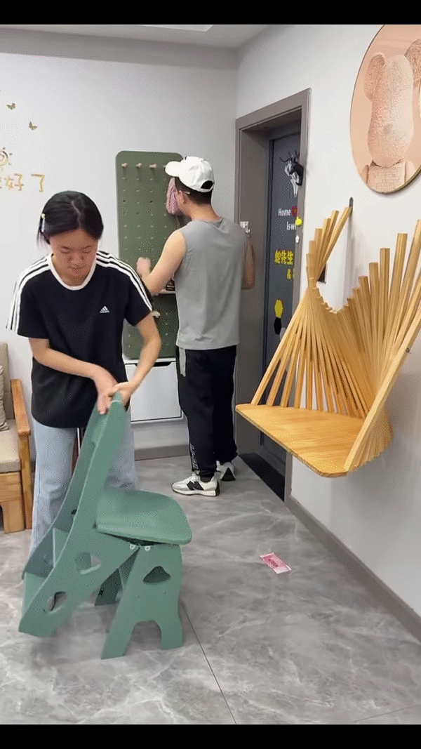 🪑🪜 Smart Living: Foldable Wall Chair & Multi-Use Ladder in Action! 🔧✨ - Image 2